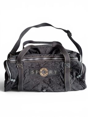 Vintage Kipling Sport Black Duffel Bag Crossbody Strap Taiwan Large